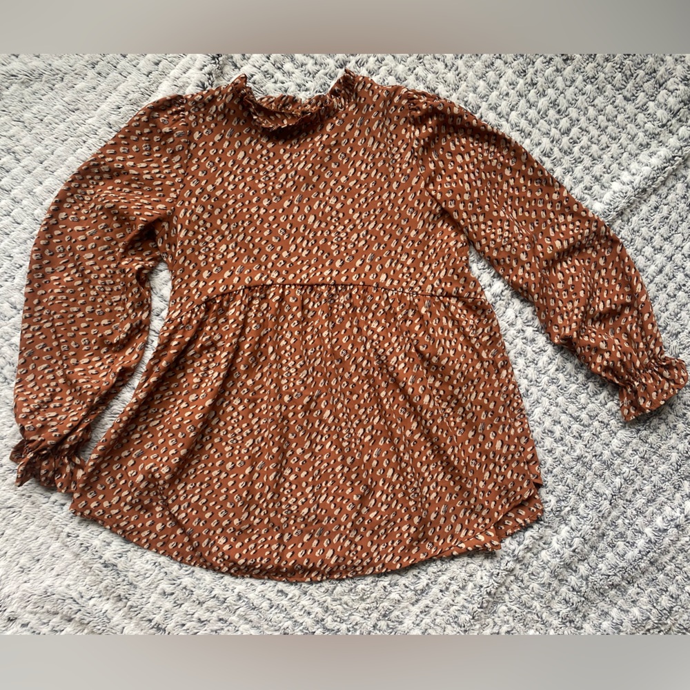 Brush Dot Print Babydoll Top
